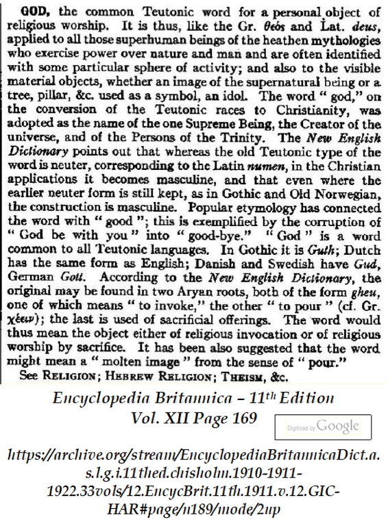 encyclopedia britannica 11th edition pg 169 - god